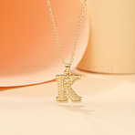 Alloy Textured Initial Pendant Necklaces, Golden, Letter K, 18.31 inch(46.5cm)(FS-WG9837C-11)