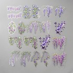 20Pcs Flower PET Decorative Stickers, for DIY Scrapbooking, Purple, 36~80x53~84x0.1mm(DIY-WH20055-078A)