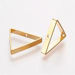 Brass Bead Frames, Triangle, Golden, 15.5x17x0.5mm, Hole: 0.6mm(KK-F695-03G)