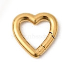 304 Stainless Steel Spring Gate Rings, Ion Plating(IP), Heart, Golden, 14x14x3mm, Hole: 9x9mm(STAS-B128-03G-01)