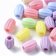 Opaque Polystyrene(PS) Plastic European Beads, Large Hole Beads, Pumpkin, Mixed Color, 15x10.5mm, Hole: 4.5mm, about 500pcs/500g(KY-I004-14)