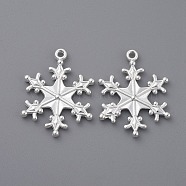 Zinc Tibetan Style Alloy Pendants, Snowflake Pendants, Charms for Christmas Day Gift Making, Lead Free and Cadmium Free, Silver Color Plated, about 29mm long, 22mm wide, 3mm thick, hole: 2mm(TIBEP-12740-S-LF)