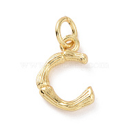 Brass Pendants, with Jump Ring, Golden, Letter Charm, Letter C, 12x8x2mm, Hole: 3mm(KK-K165-04C)