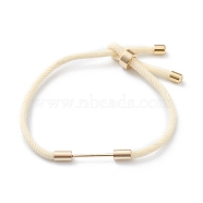 Braided Nylon Cord Bracelet Making, with Brass Findings, Creamy White, 9-1/2 inch(24cm), Link: 30x4mm(MAK-A017-D01-08G)