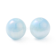 Iridescent Opaque Resin Beads, Candy Beads, Round, Light Sky Blue, 10x9.5mm, Hole: 1.8mm(RESI-Z015-01B-09)