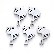 304 Stainless Steel Pendants, Laser Cut, Flamingos Shape, Stainless Steel Color, 15.5x11x1mm, Hole: 1.2mm(X-STAS-N092-36)