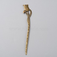 Alloy Rose Hair Sticks, Hair Accessories for Women, Antique Bronze, 160x26.5x3mm(MRMJ-WH0077-100N-AB)