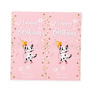 Rectangle Happy Birthday Theme Paper Stickers, Self Adhesive Sticker Labels, for Envelopes, Bubble Mailers and Bags, Cat Pattern, 10.3x10.7x0.01cm, 50pcs/bag(DIY-B041-23D)
