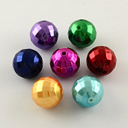 ABS Plastic Imitation Pearl Faceted Round Beads, Mixed Color, 20mm, Hole: 2.5mm, about 122pcs/500g(MACR-S251-M)