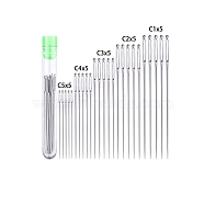 Stainless Steel Yarn Needles, Big Eye Blunt Needles, for Cross-Stitch, Knitting, Ribbon Embroidery, with Plastic Storage Bottle, Stainless Steel Color, 43~50mm, 5 styles, 5pcs/style, 25pcs/set(PW-WG55D3D-02)