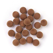 Flocky Acrylic Beads, Half Drilled, Round, Sienna, 14mm, Hole: 1.6mm(X-OACR-I001-14mm-L02)