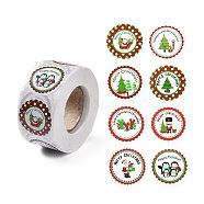 8 Patterns Christmas Round Dot Self Adhesive Paper Stickers Roll, Christmas Decals for Party, Decorative Presents, Colorful, 25mm, about 500pcs/roll(X-DIY-A042-01B)