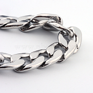 201 Stainless Steel Curb Chains  Necklaces, with Lobster Claw Clasps, Stainless Steel Color, 23.8 inch(60.5cm), 7.5mm(NJEW-R063-30P)