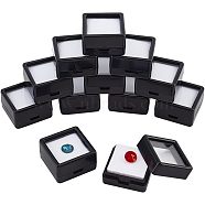 Plastic Loose Diamond Display Boxes, with Clear Glass Cover and Sponge Inside, for Gemstone, Jewelry Storage, Square, Black, 3x3x1.65cm, Inner Diameter: 2.4x2.4x0.8cm(CON-WH0087-55A)