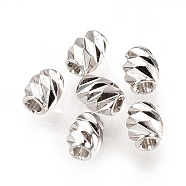 Brass Spacer Beads, Fancy Cut,Barrel, Nickel Free, Real Platinum Plated, 4x3mm, Hole: 1mm(KK-Q735-56P)