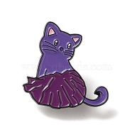 Cat Shape Enamel Pins, Black Alloy Brooches for Backpack Clothes, Slate Blue, 30.5x30x1.5mm(JEWB-P039-01EB-03)