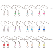 240Pcs 12 Color 304 Stainless Steel Earring Hooks, French Hooks with Coil and Plastic Ball, with 250Pcs Open Jump Rings, Mixed Color, 21 Gauge, 19.5x18.5x3mm, Hole: 2mm, Pin: 0.7mm, 20Pcs/color(STAS-SC0006-45)