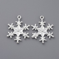 Zinc Tibetan Style Alloy Pendants, Snowflake Pendants, Charms for Christmas Day Gift Making, Lead Free and Cadmium Free, Silver Color Plated, about 29mm long, 22mm wide, 3mm thick, hole: 2mm(TIBEP-12740-S-LF)