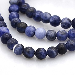 Natural Sodalite Round Beads Strands, 4mm, Hole: 1mm, about 102pcs/strand, 15.7 inch(G-N0120-19-4mm)