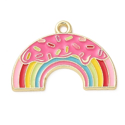 Alloy Enamel Pendants, Golden, Rainbow with Donut, 19.5x28x1.5mm, Hole: 2mm(ENAM-K071-01G-03)
