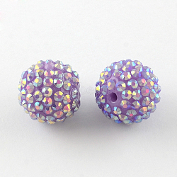 AB-Color Resin Rhinestone Beads, with Acrylic Round Beads Inside, for Bubblegum Jewelry, Lilac, 20x18mm, Hole: 2~2.5mm(RESI-S315-18x20-10)