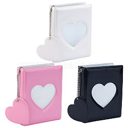 3 Books 3 Colors 32-Pocket 3 Inch PVC Mini Photo Albums, Hollow Heart Cover Photocard Cellection Albums, with Chains & Heart Pendants, Rectangle, Mixed Color, 11x8.45x2.55cm, Pocket: 93.5x61.5mm, 1 book/color(AJEW-CP0001-89)