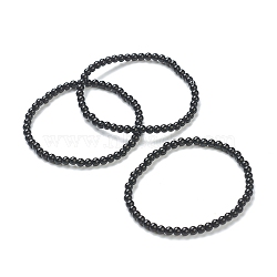 Glass Beaded Stretch Bracelets, Round, Black, Beads: 4~5mm, Inner Diameter: 2-1/4 inch(5.65cm)(BJEW-D446-A-21)