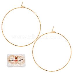 40Pcs Brass Hoop Earrings Findings, Wine Glass Charm Rings, Golden, 20 Gauge, 34x30mm, Pin: 0.8mm(KK-BBC0002-44)