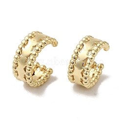 Hamsa Hand Brass Cuff Earrings for Women, Real 18K Gold Plated, 15x6.5mm(EJEW-C097-05G-02)