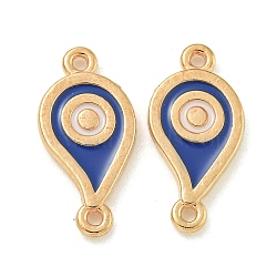 Alloy Enamel Links Connector Charms, Golden, Blue, Teardrop, 22x11x2mm, Hole: 1.5mm(ENAM-S003-01F)