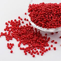 8/0 3mm Baking Paint Glass Seed Beads Loose Spacer Beads, Red, 3mm, Hole: 1mm, about 962pcs/50g(X-SEED-S002-K20)