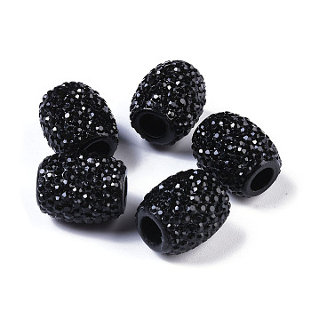 Opaque Resin European Jelly Colored Beads, Large Hole Barrel Beads, Bucket Shaped, Black, 15x12.5mm, Hole: 5mm