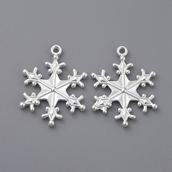 Zinc Tibetan Style Alloy Pendants, Snowflake Pendants, Charms for Christmas Day Gift Making, Lead Free and Cadmium Free, Silver Color Plated, about 29mm long, 22mm wide, 3mm thick, hole: 2mm