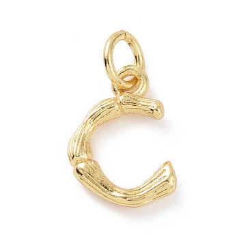 Brass Pendants, with Jump Ring, Golden, Letter Charm, Letter C, 12x8x2mm, Hole: 3mm