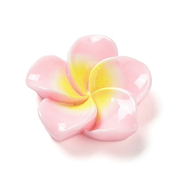 Opaque Resin Cabochons, Plumeria Flower, Pink, 20x20.5x6.5mm