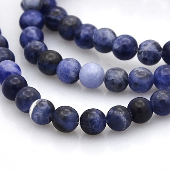 Natural Sodalite Round Beads Strands, 4mm, Hole: 1mm, about 102pcs/strand, 15.7 inch