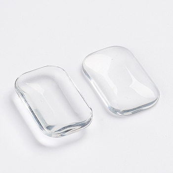 Transparent Glass Cabochons, Rectangle, Clear, 37x23x7mm