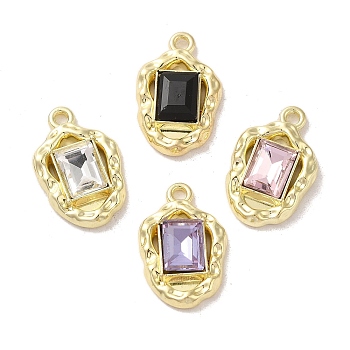 Rack Plating Alloy Pendants, with Rhinestone, Cadmium Free & Nickel Free & Lead Free, Rectangle, Golden, 21x13.5x4.5mm, Hole: 1.8mm