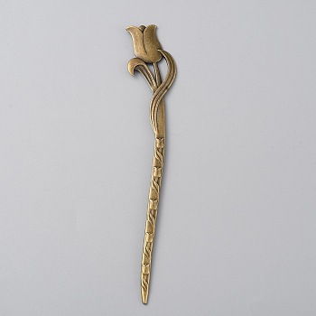 Alloy Rose Hair Sticks, Hair Accessories for Women, Antique Bronze, 160x26.5x3mm