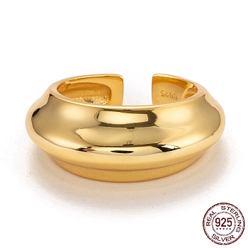 925 Sterling Silver Cuff Rings, Open Rings, Golden, Inner Diameter: 17mm
