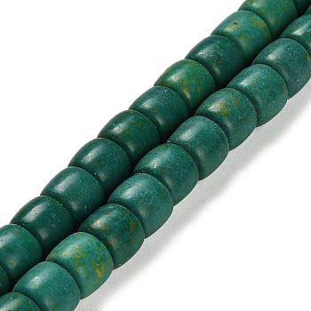 Synthetic Turquoise Beads Strands, Column, Dyed, Dark Green, 10x8.5mm, Hole: 1.4mm, about 46pcs/strand, 15.35 inch(39cm)