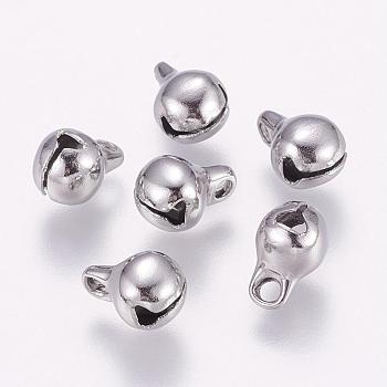 304 Stainless Steel Charms, Bell Shape, Stainless Steel Color, 11x8x8mm, Hole: 2mm