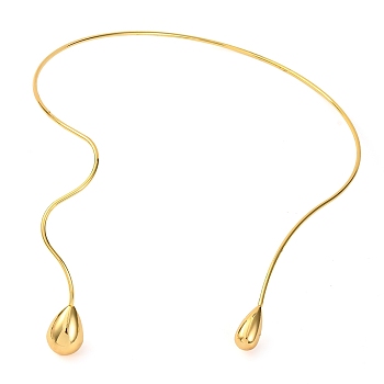 Brass Choker Necklaces, Lead Free & Cadmium Free, Teardrop, Golden, Inner Diameter: 6.04 inch(15.35cm)