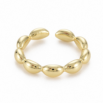Brass Cuff Rings, Open Rings, Nickel Free, Real 16K Gold Plated, US Size 6 3/4(17.1mm)