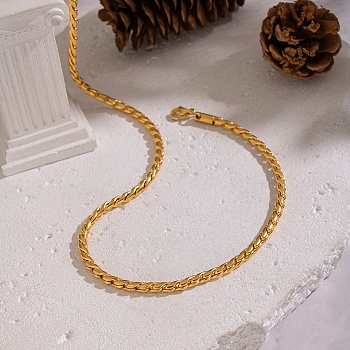 3.5MM 304 Stainless Steel Twisted Chain Necklaces for Women, Real 18K Gold Plated, 16.34 inch(41.5cm)