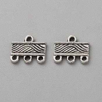 100Pcs Tibetan Style Alloy Chandelier Component Links, with Loops, Rectangle, Antique Silver, 10.5x12.5x1.5mm, Hole: 1mm