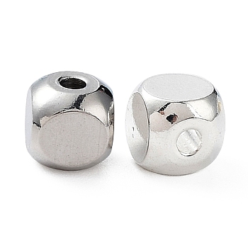 201 Stainless Steel Beads, Cube, Stainless Steel Color, 5x5x5mm, Hole: 1.6mm