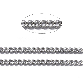 Brass Twisted Chains, Curb Chains, Diamond Cut, Unwelded, Faceted, with Spool, Oval, Lead Free & Nickel Free & Cadmium Free, Platinum, 2x1.5x0.45mm, about 10m/roll about 32.8 Feet(10m)/roll