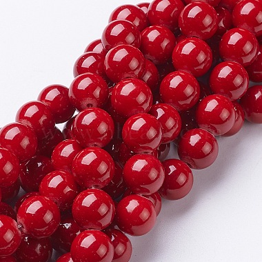 10mm Red Round Mashan Jade Beads