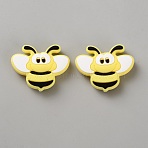 Silicone Beads, Bees, Lemon Chiffon, 30x37x9.5mm, Hole: 2.5mm(SIL-WH0001-60A)